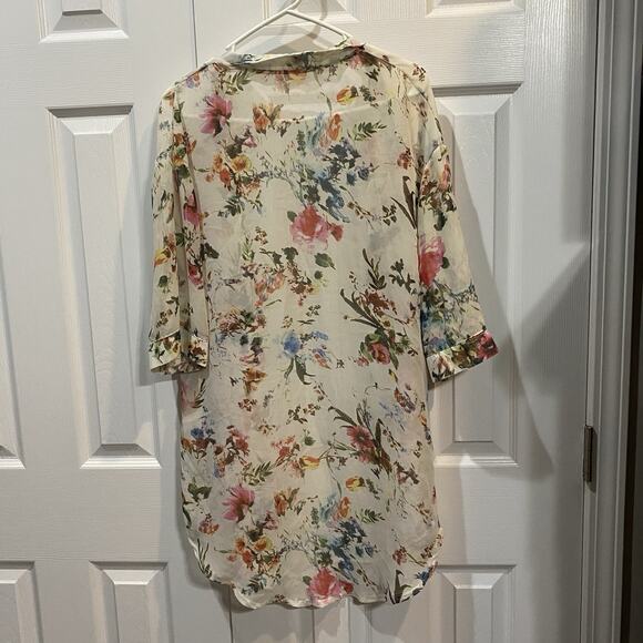 Summer Women's Casual Kimono Cardigan Long Crochet Chiffon Loose Flora Print - Picture 3 of 3